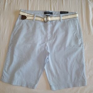U.S. Polo Assn. Light Blue Flat-Front Chino Shorts with Cream Belt